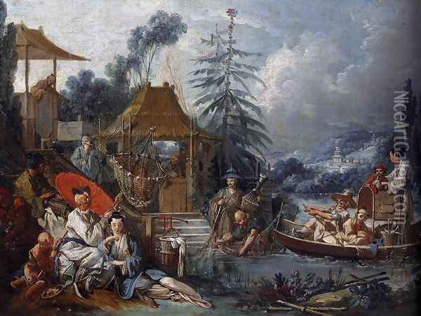 La Pêche chinoise 1742 Oil Painting - Francois Boucher