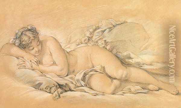 Young woman lying Oil Painting - Francois Boucher