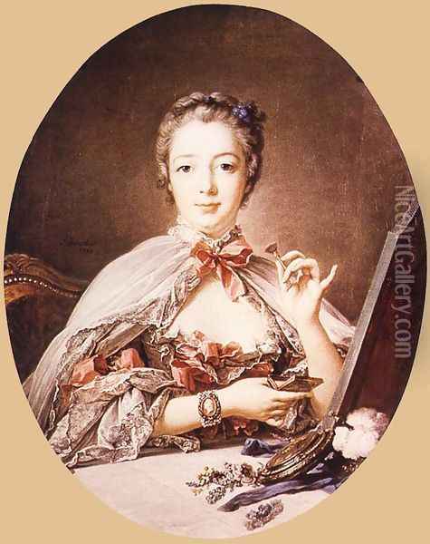Marquise de Pompadour at the Toilet-Table 1758 Oil Painting - Francois Boucher