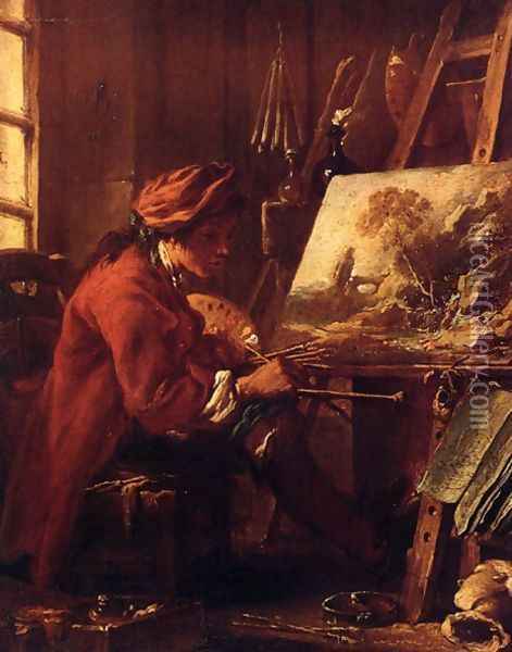 The Painter In His Studio Oil Painting - Francois Boucher