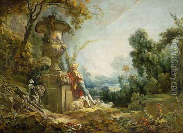 Pastorale ou Jeune berger dans un paysage Oil Painting - Francois Boucher