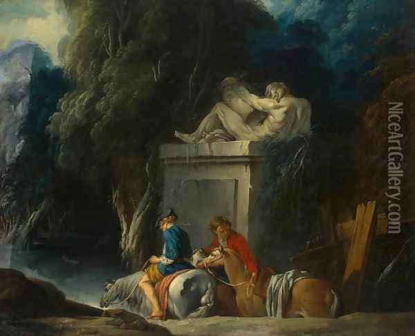 Crossing the Ford Oil Painting - Francois Boucher