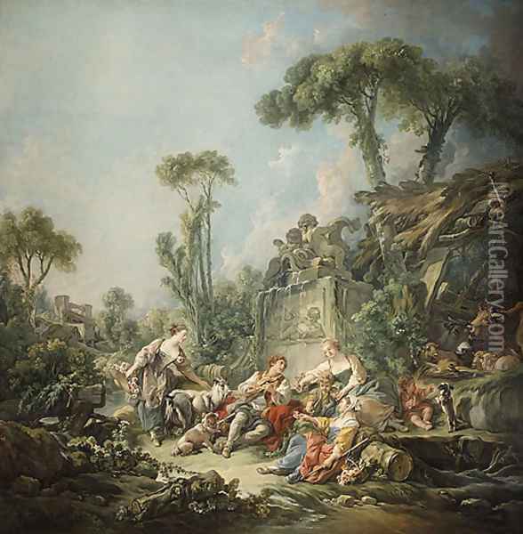 Shepherds Idyll 1768 Oil Painting - Francois Boucher