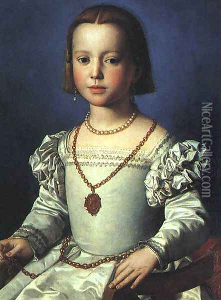 Bia, The Illegitimate Daughter of Cosimo I de' Medici c. 1542 Oil Painting - Agnolo Bronzino