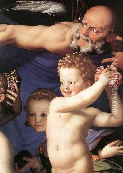 Venus, Cupide and the Time [detail] (or Allegory of Lust) Oil Painting - Agnolo Bronzino