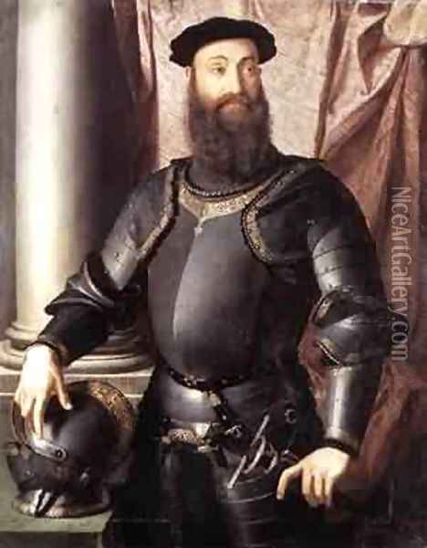 Cosimo I De Medici In Armour 1545 Oil Painting - Agnolo Bronzino