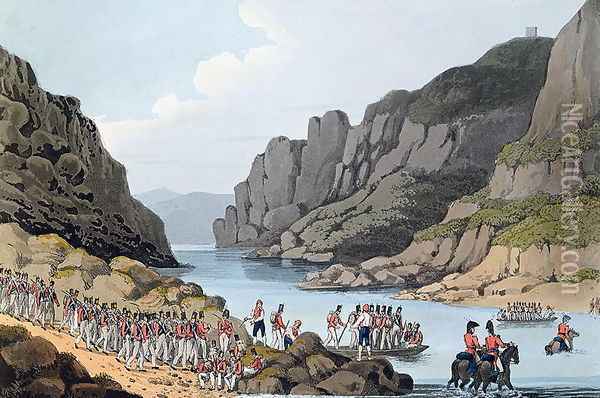 View on the Tagus near Villa Velha, Portugal, 1809 Oil Painting - William Bradford