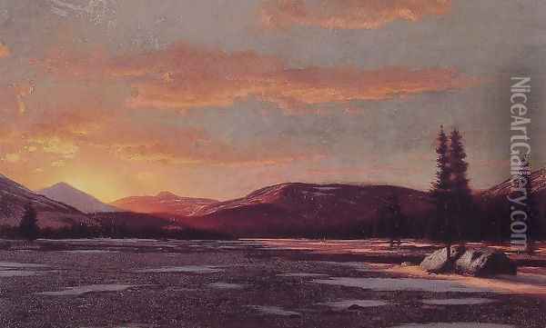 Winter Sunset Oil Painting - William Bradford