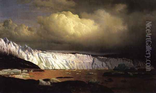 View of Sermitsialik Glacier Oil Painting - William Bradford