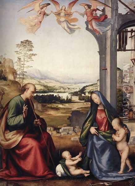 The Holy Family with St John the Baptist 1506-07 Oil Painting - Fra Bartolomeo
