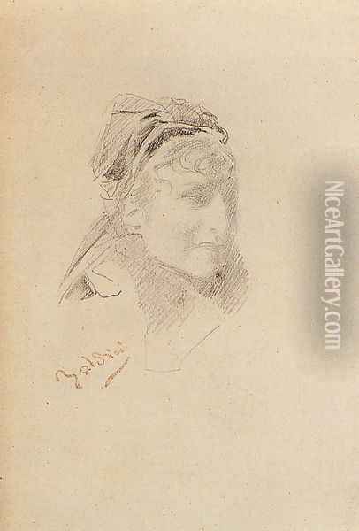 Portrait Of Sarah Bernhardt Oil Painting - Giovanni Boldini