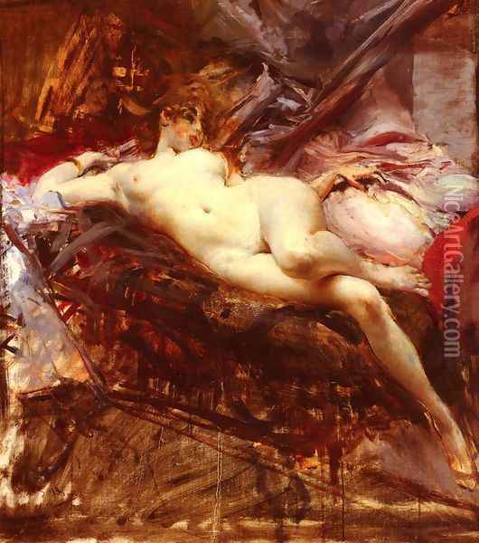 Reclining Nude III Oil Painting - Giovanni Boldini