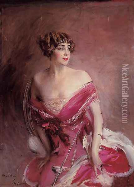 Portrait Of Mlle De Gillespie La Dame De Biarritz Oil Painting - Giovanni Boldini