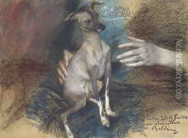 Elegante au chien Oil Painting - Giovanni Boldini
