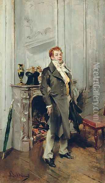 Portrait of the actor Coquelin ane Oil Painting - Giovanni Boldini