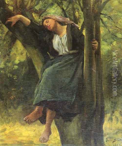 Asleep In The Woods Oil Painting - Jules Breton