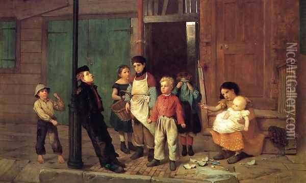 The Bully of the Neighborhood Oil Painting - John George Brown