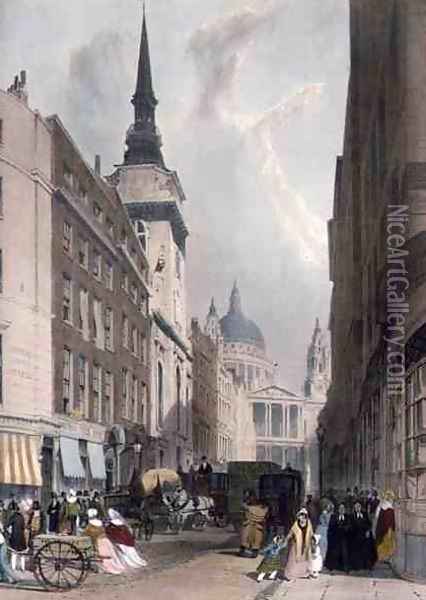 St. Paul's from Ludgate Hill, 1842 Oil Painting - Thomas Shotter Boys