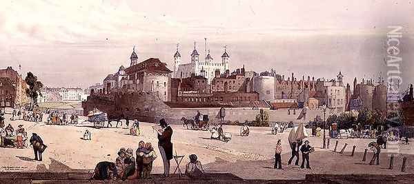 View of the Tower of London and the Royal Mint from Great Tower Hill, 1842 Oil Painting - Thomas Shotter Boys
