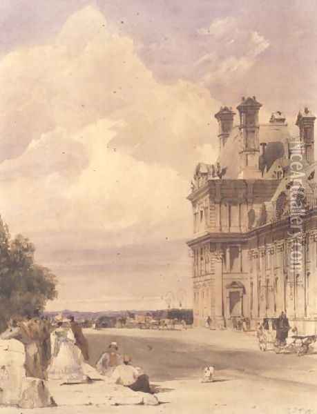 View near the Pont Royal, with the Pavillon de Flore, Tuileries Oil Painting - Thomas Shotter Boys
