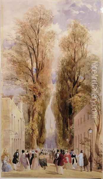 The Old Well Walk, Cheltenham, c.1840 Oil Painting - Thomas Shotter Boys