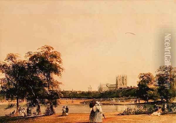 Westminster from St James Park (2) Oil Painting - Thomas Shotter Boys