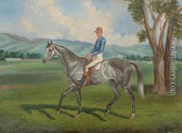 Jockey Mounted On Dappled Gray Oil Painting - Edwin Woodhouse