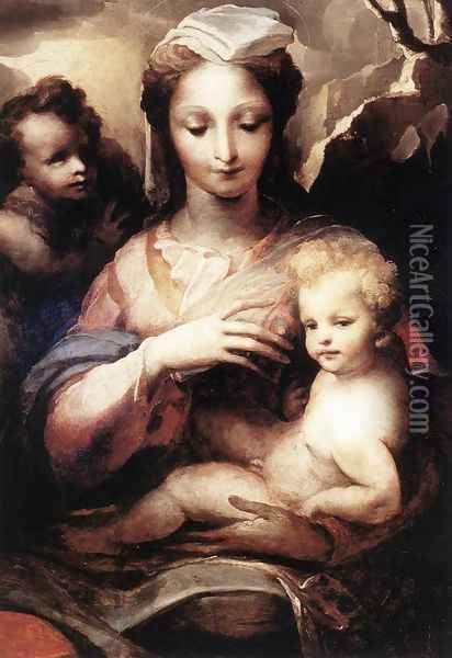 Madonna with the Infant Christ and St John the Baptist c. 1540 Oil Painting - Domenico Beccafumi