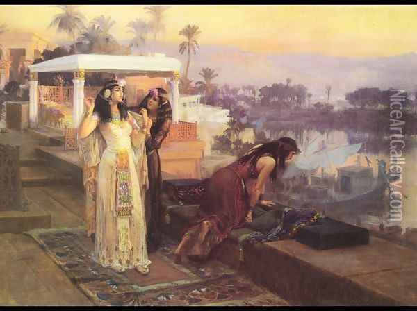 Cleopatra On The Terraces Of Philae Oil Painting - Frederick Arthur Bridgman