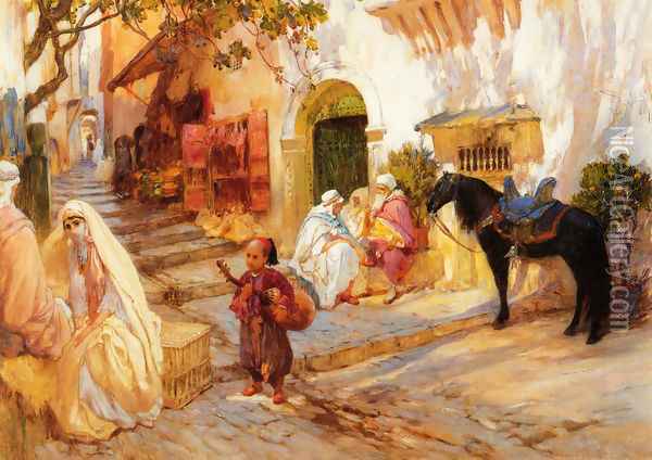 A Street in Algeria Oil Painting - Frederick Arthur Bridgman
