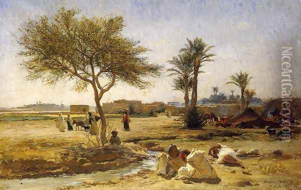 An Arab Village Oil Painting - Frederick Arthur Bridgman
