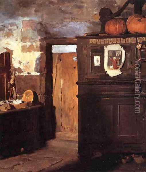Cottage Interior Oil Painting - Frederick Arthur Bridgman