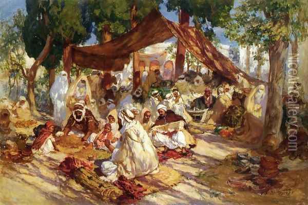 Market Scene Oil Painting - Frederick Arthur Bridgman