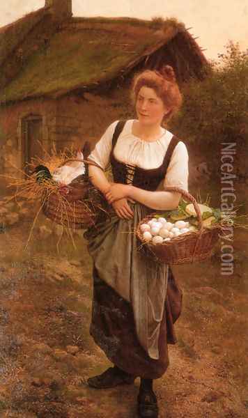 La Fille De Ferme (The Farm Girl) Oil Painting - Gustave Clarence Rodolphe Boulanger