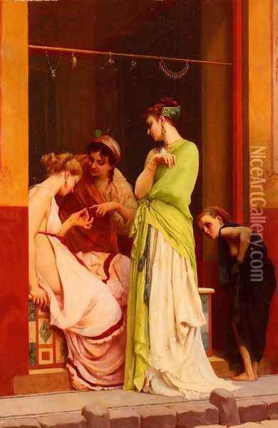 Une Marchande De Bijoux A Pompeii (A Seller of Jewels in Pompeii) Oil Painting - Gustave Clarence Rodolphe Boulanger