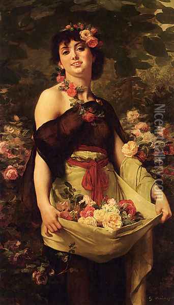 The Flower Girl Oil Painting - Gustave Clarence Rodolphe Boulanger
