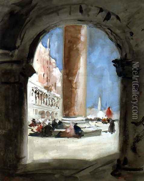 The Column of St.Mark's, Venice Oil Painting - Hercules Brabazon Brabazon