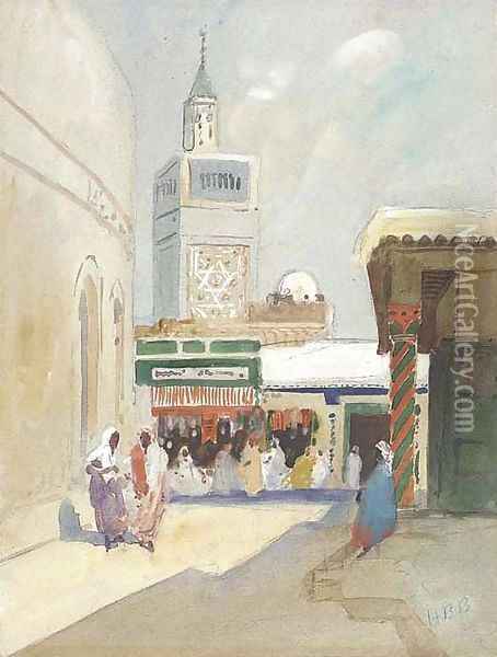 Street scene, Tunisia Oil Painting - Hercules Brabazon Brabazon
