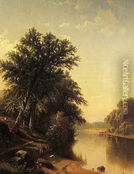 By the River Oil Painting - Alfred Thompson Bricher