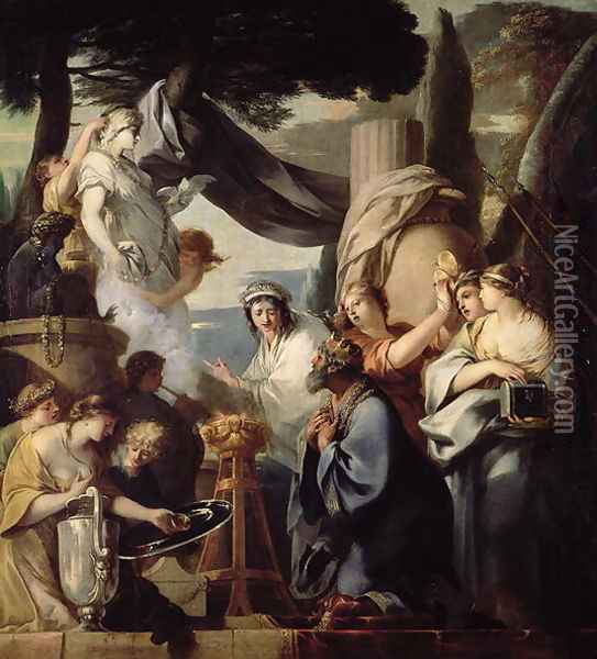 Solomon making a sacrifice to the idols Oil Painting - Sebastien Bourdon