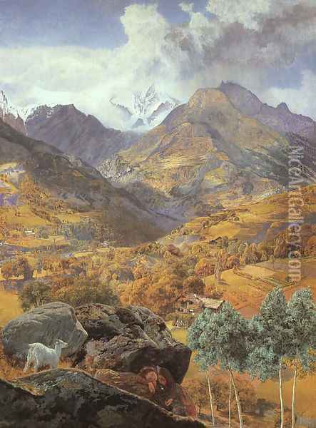 The Val d'Aosta 1858 Oil Painting - John Edward Brett