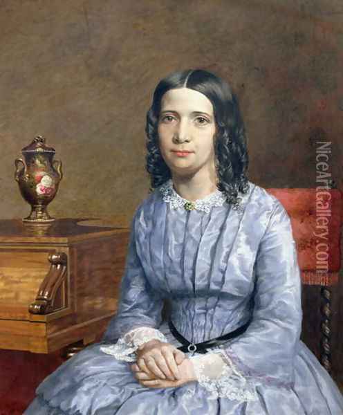 Portrait of Matilda Bury 1855 Oil Painting - John Edward Brett