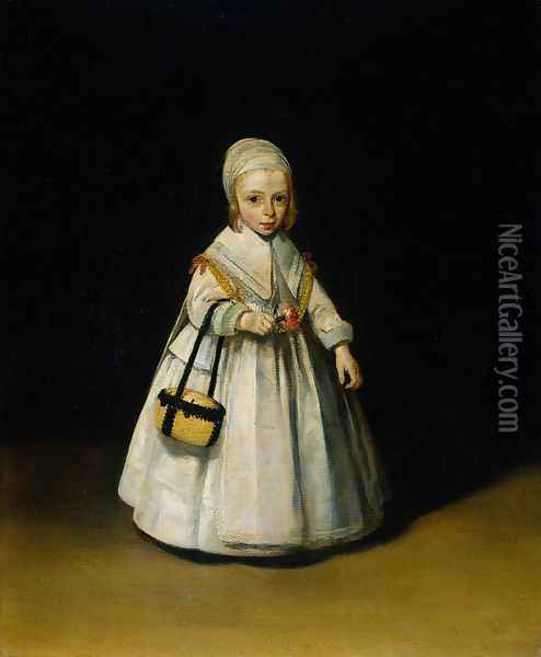 Helena van der Schalcke as a Child c. 1644 Oil Painting - Gerard Ter Borch