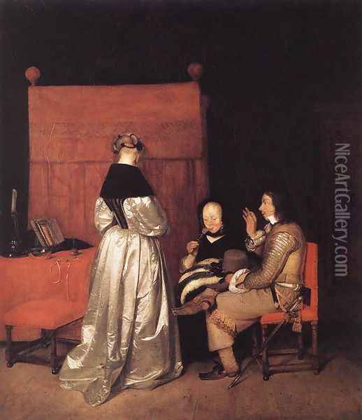 Paternal Admonition 1654-55 Oil Painting - Gerard Ter Borch
