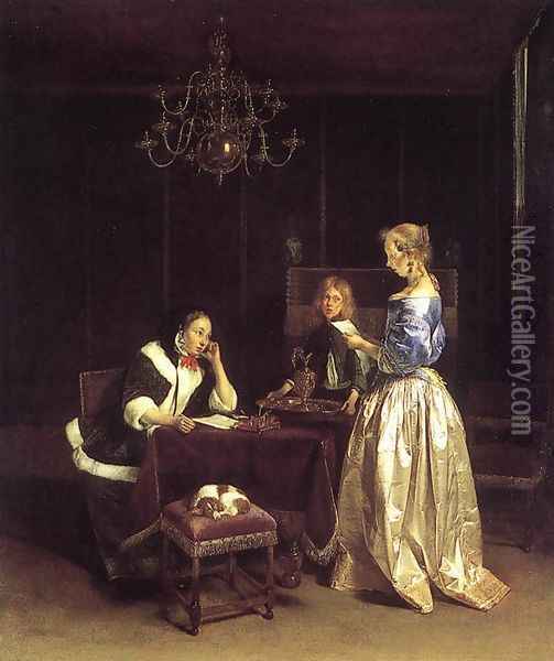 Woman Reading a Letter 1660-62 Oil Painting - Gerard Ter Borch