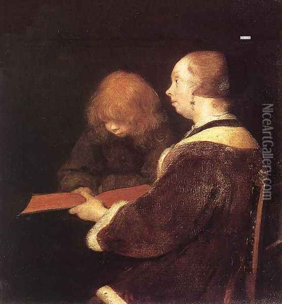 The Reading Lesson Oil Painting - Gerard Ter Borch