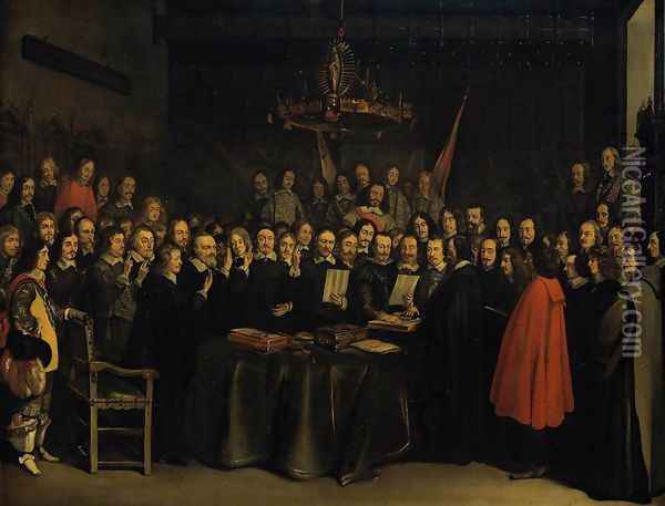 The Ratification of the Treaty of Munster, 15 May 1648 Year 1648 Oil Painting - Gerard Ter Borch