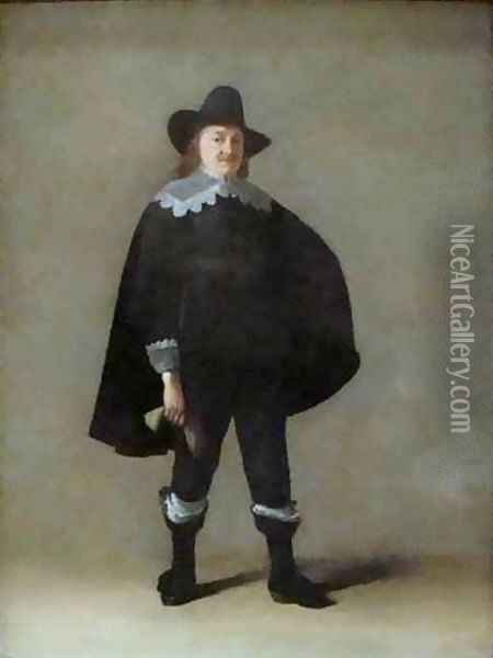 Portrait of a Gentleman in Black Oil Painting - Gerard Ter Borch
