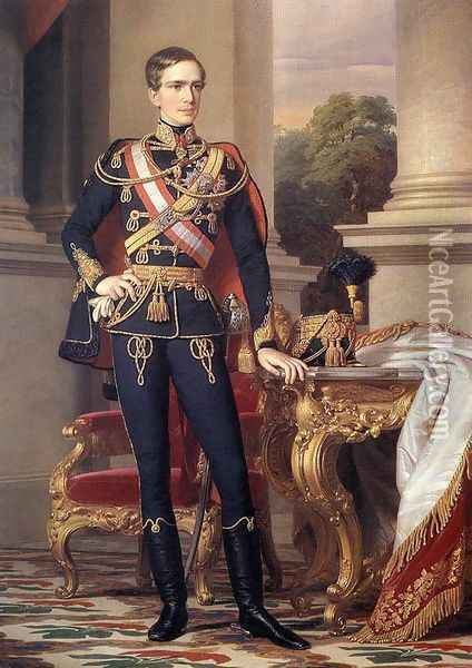 Portrait of Emperor Franz Joseph I 1853 Oil Painting - Miklos Barabas
