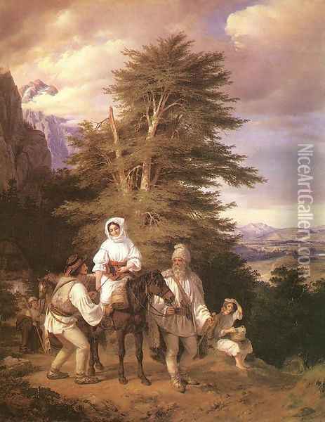 Rumanian Family Going to the Fair 1843-44 Oil Painting - Miklos Barabas